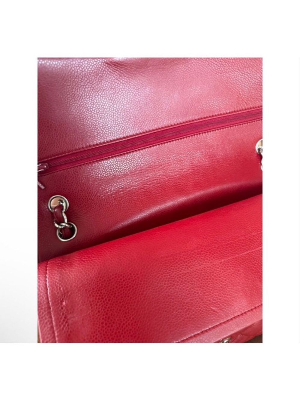 CHANEL Quilted Double Flap Shoulder Bag in Burgundy Red with Silver Hardware - Picture 5 of 13